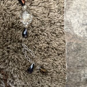 Silver Chain Necklace with Purple and Clear Faceted Beads